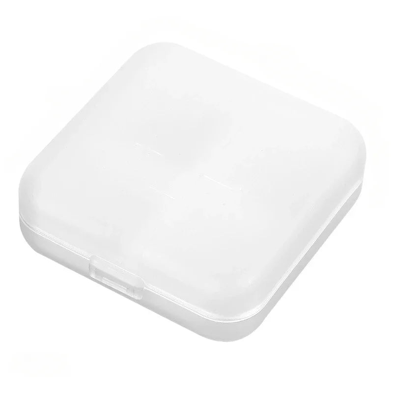 4Grids Cross Print Pill Box Portable Mini Plastic Pill Storage Pure Color Pocket Medicine Box Outdoor Home Pill Case Peaceful Pleasures Health and Wellness WHITE