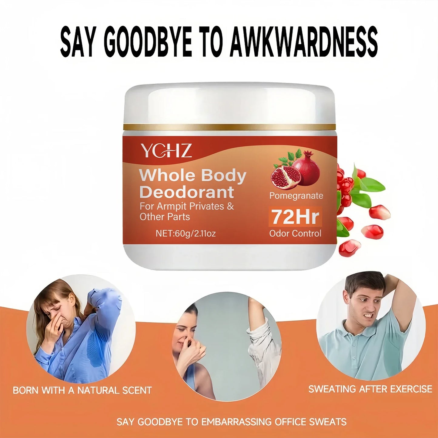 YCHZ Pomegranate Lemon Verbena Deodorant Cream | 72-Hr Fresh
