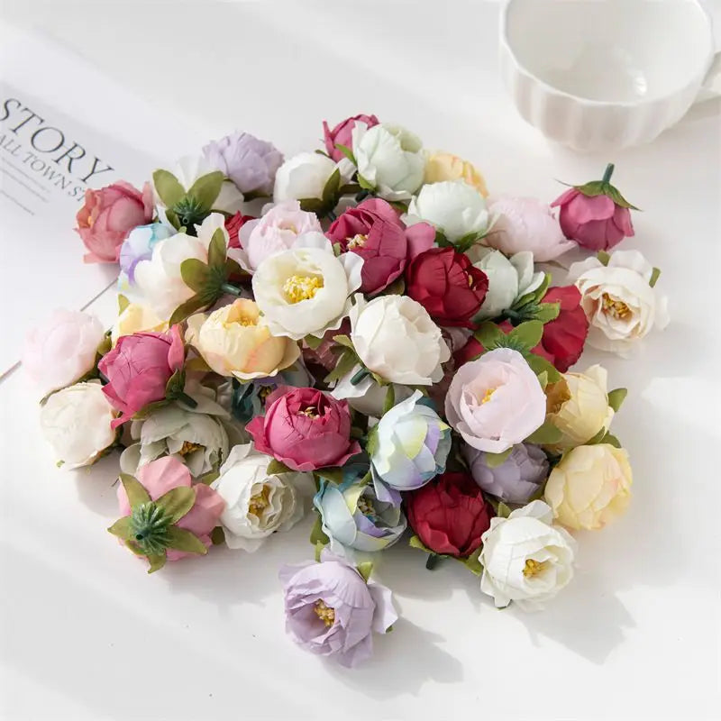 50/100 Pcs Multicolor Silk Rose Heads – Wedding & DIY Decor
