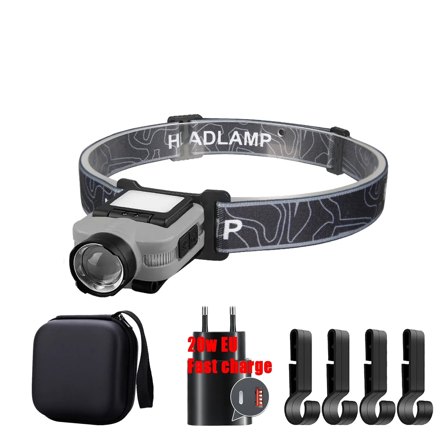 COB LED Rechargeable Headlamp – 5 Modes, 200LM & Pen Clip