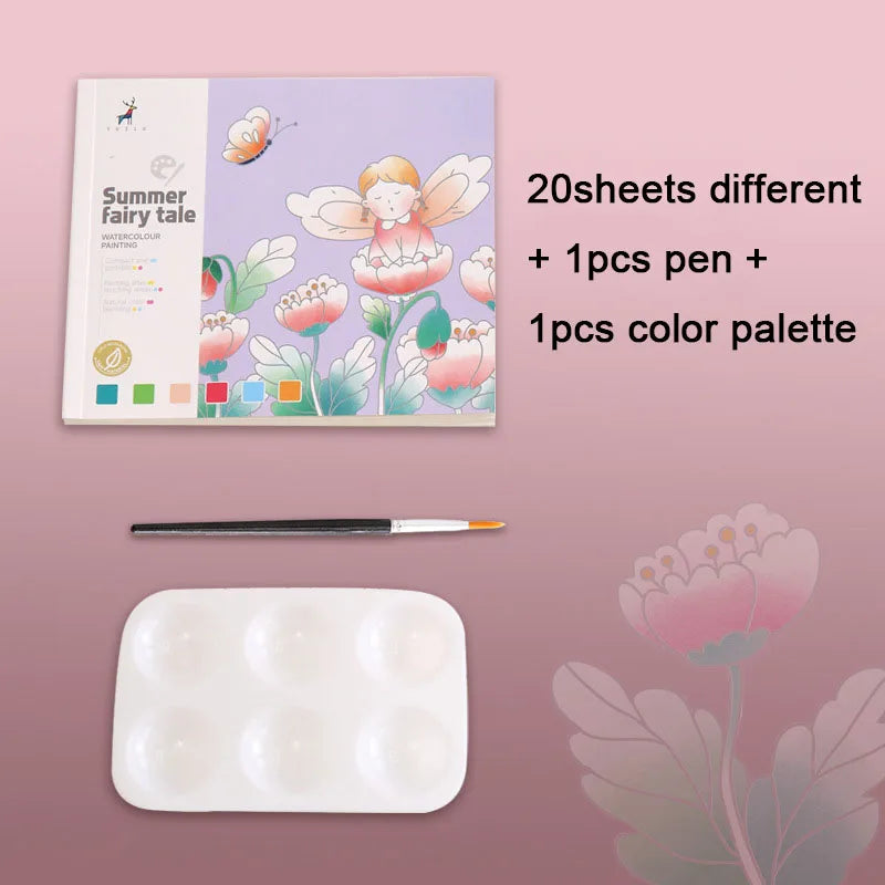 20Page Children's Creative Watercolor Painting Book Fairy Ocean