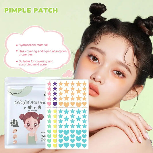 216-Count Colorful Invisible Pimple Patches | Acne Cover Stickers Acne Pimple Patches Peaceful Pleasures Health and Wellness
