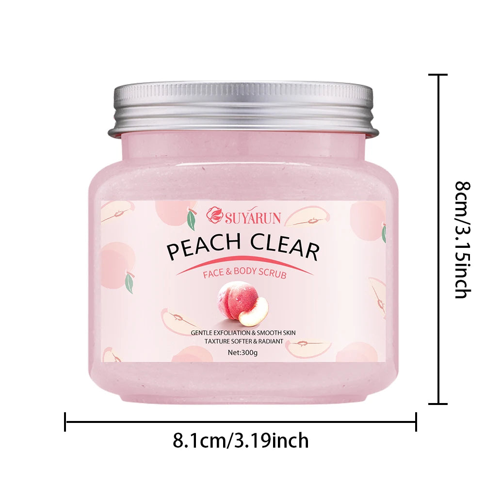 SUYARUN Peach Sugar Scrub Exfoliator - Moisturizing Body Polish with Shea Butter, Natural Exfoliator for Smooth Skin, 300g. Peaceful Pleasures Health and Wellness