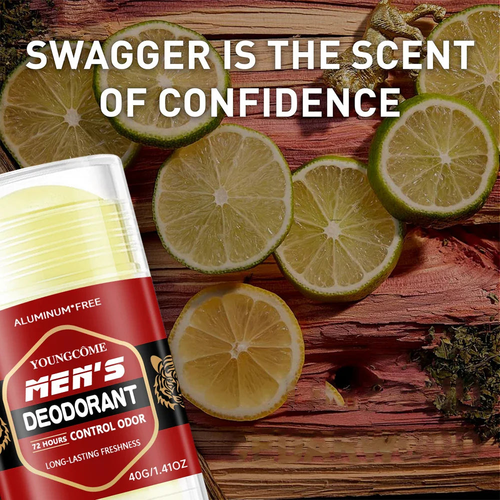 YOUNGCOME Men's Aluminum-Free Deodorant Stick – 72Hr Odor Control
