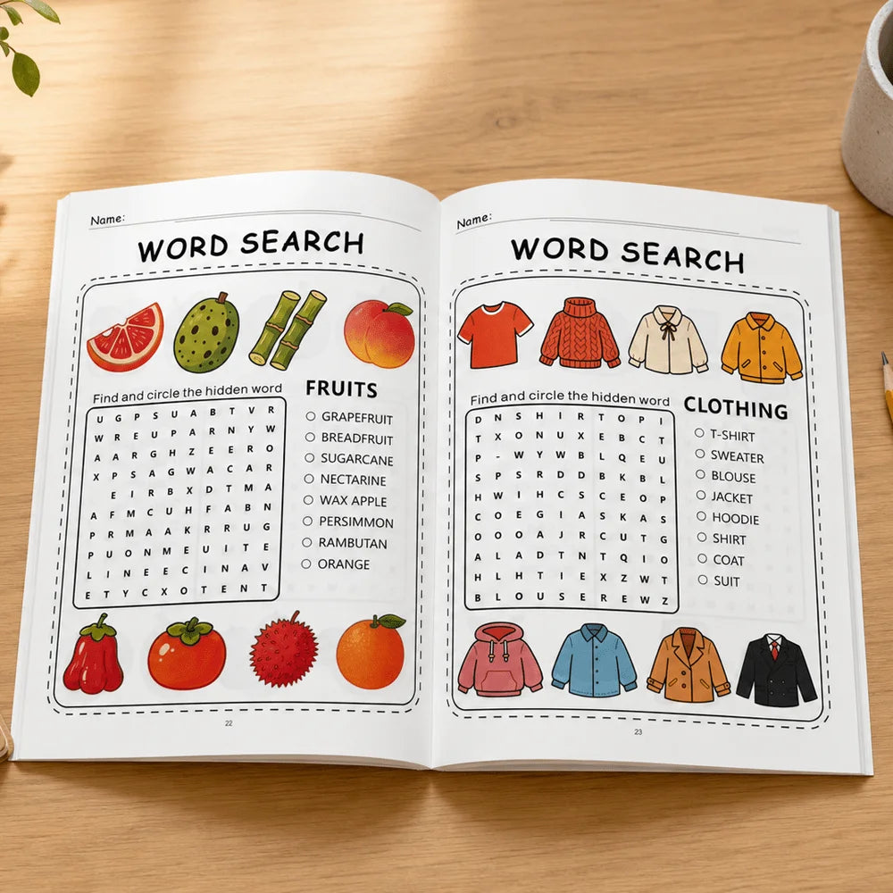 Preschool Word Search Coloring Book 32 Pages 256 Words Puzzles Kids