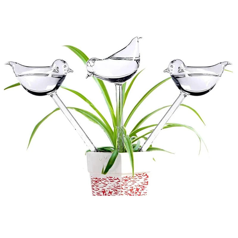 Bird-Shaped Self-Watering Plant Globes – 3/6pcs Plastic Watering Devices for Indoor & Outdoor Plants