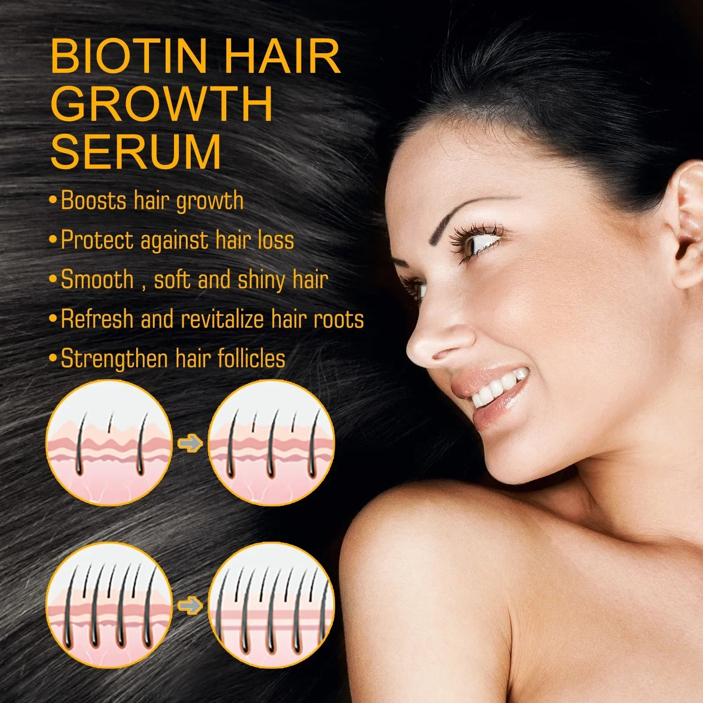 EELHOE Biotin Hair Spray For Man Women 30ml Hair Growth Repair Damage Restore Oil Scalp Repair Serum Spray Thicken Hair Care Peaceful Pleasures Health and Wellness