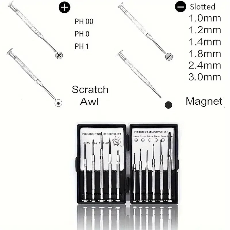 11-Pc Mini Precision Screwdriver Set | Magnetic Electronics Repair