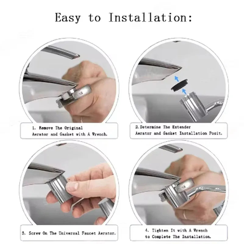 1080° Swivel Stainless Steel Faucet Extender | Dual Spray Mode