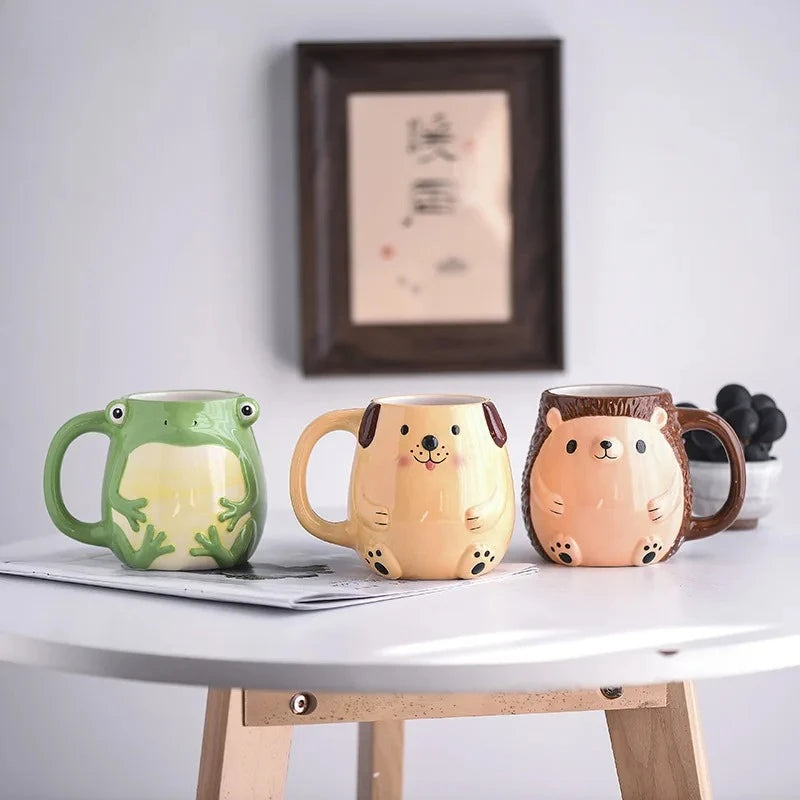 3D Ceramic Frog Mug Cute Hand Painted Animal Coffee Cups Creative Cartoon Drinkware for Home Office Fashion Retro Friend Family Peaceful Pleasures Health and Wellness