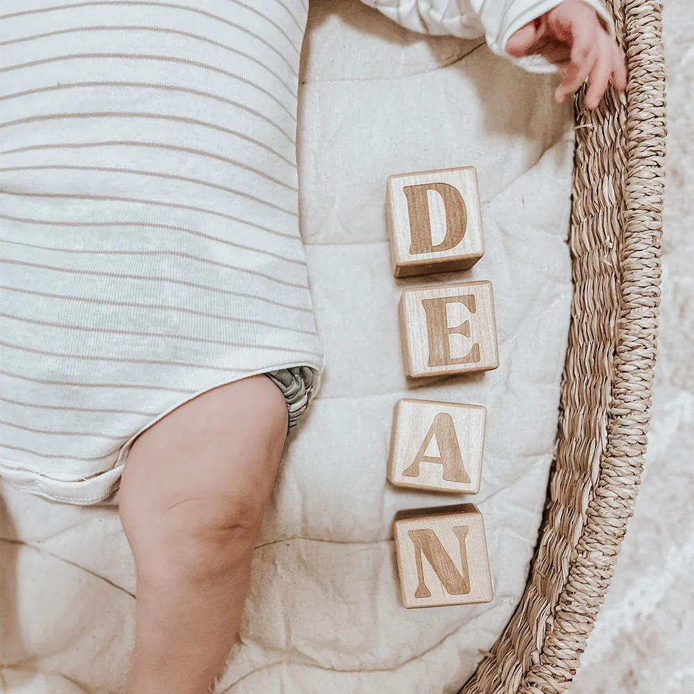 Personalized Wooden Name Blocks | Baby Shower & Nursery Gift Personalized Baby Blocks Peaceful Pleasures Health and Wellness 6 letters Custom4x4x4cm