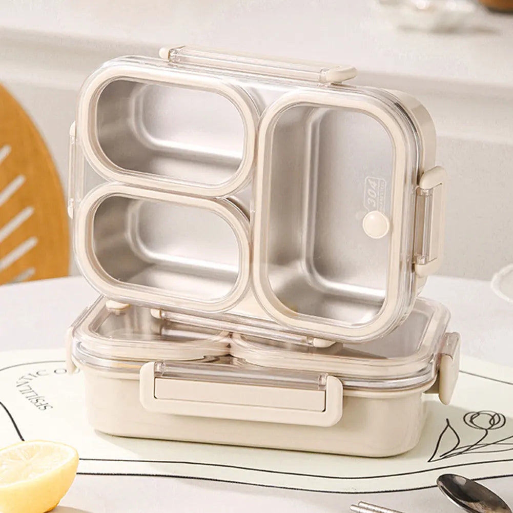 Stainless Steel Students Lunch Box With 3 Compartments Leakproof Bento Box With Soup Cup Condiment Cup For School Office Travel Peaceful Pleasures Health and Wellness