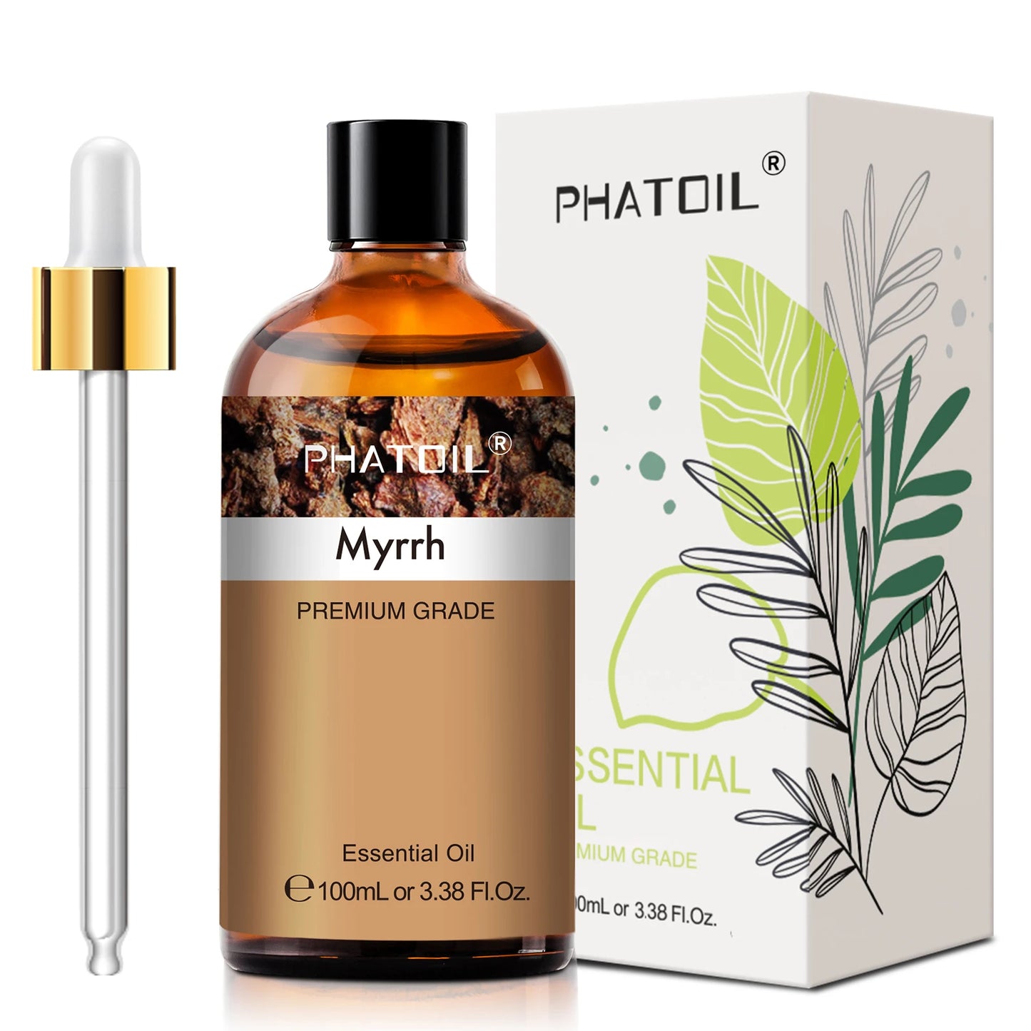 PHATOIL 100ml Pure Essential Oil Lavender Jasmine Vanilla Sandalwood Sweet Orange Lemon Aromatherpay Essential Oils For Diffuser Peaceful Pleasures Health and Wellness Myrrh United States 100ml