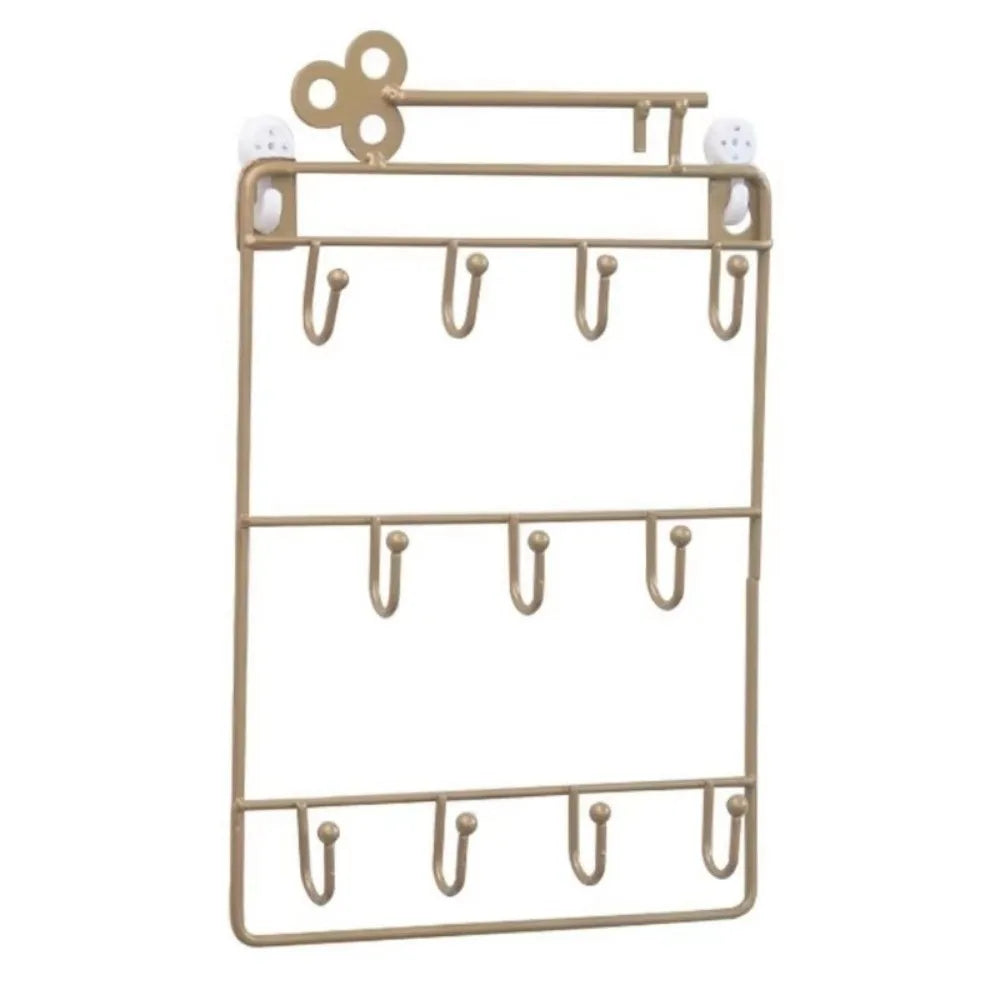 Iron 11 Key Hooks Modern Style Practical Jacket Hat Storage Rack Wall Mounted Storage Hook For Entryway Kitchen Office Decor Peaceful Pleasures Health and Wellness Gold