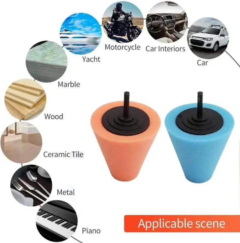 Car Wheel Hub Polishing Sponge Cone – Rim Cleaner Tool
