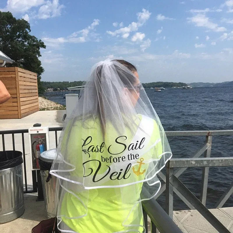 Nautical Bachelorette Sash & Veil | Last Sail Bridal Party Bachelorette Party Sash Peaceful Pleasures Health and Wellness