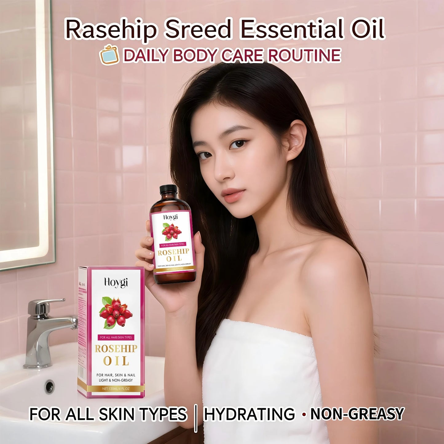 Rosehip Seed Soothing Essential Oil for Hair, Skin & Nail Rejuvenate Skin Hydrating & Repairing Hair Moisturizing Massage Oil Peaceful Pleasures Health and Wellness
