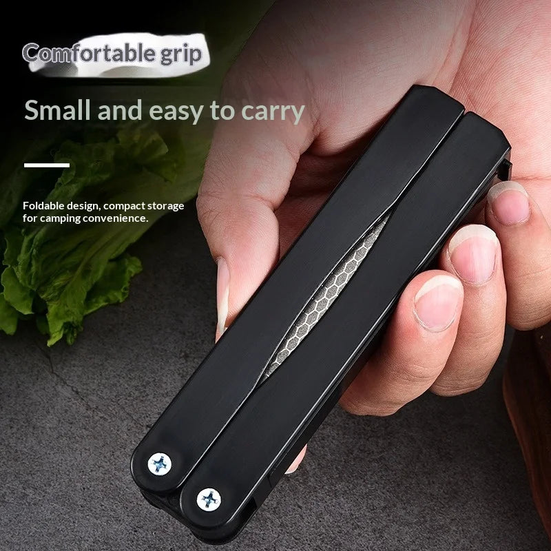 Portable Diamond Knife Sharpener 400/600 Grit Double Sided Foldable Stone for HomeKitchen Outdoor Camping Non-Slip Handle Tools Peaceful Pleasures Health and Wellness