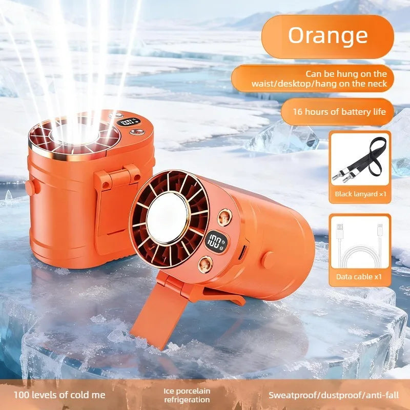 Portable Clip-On Rechargeable Fan with Digital Display Portable Clip-On Fan Peaceful Pleasures Health and Wellness Orange