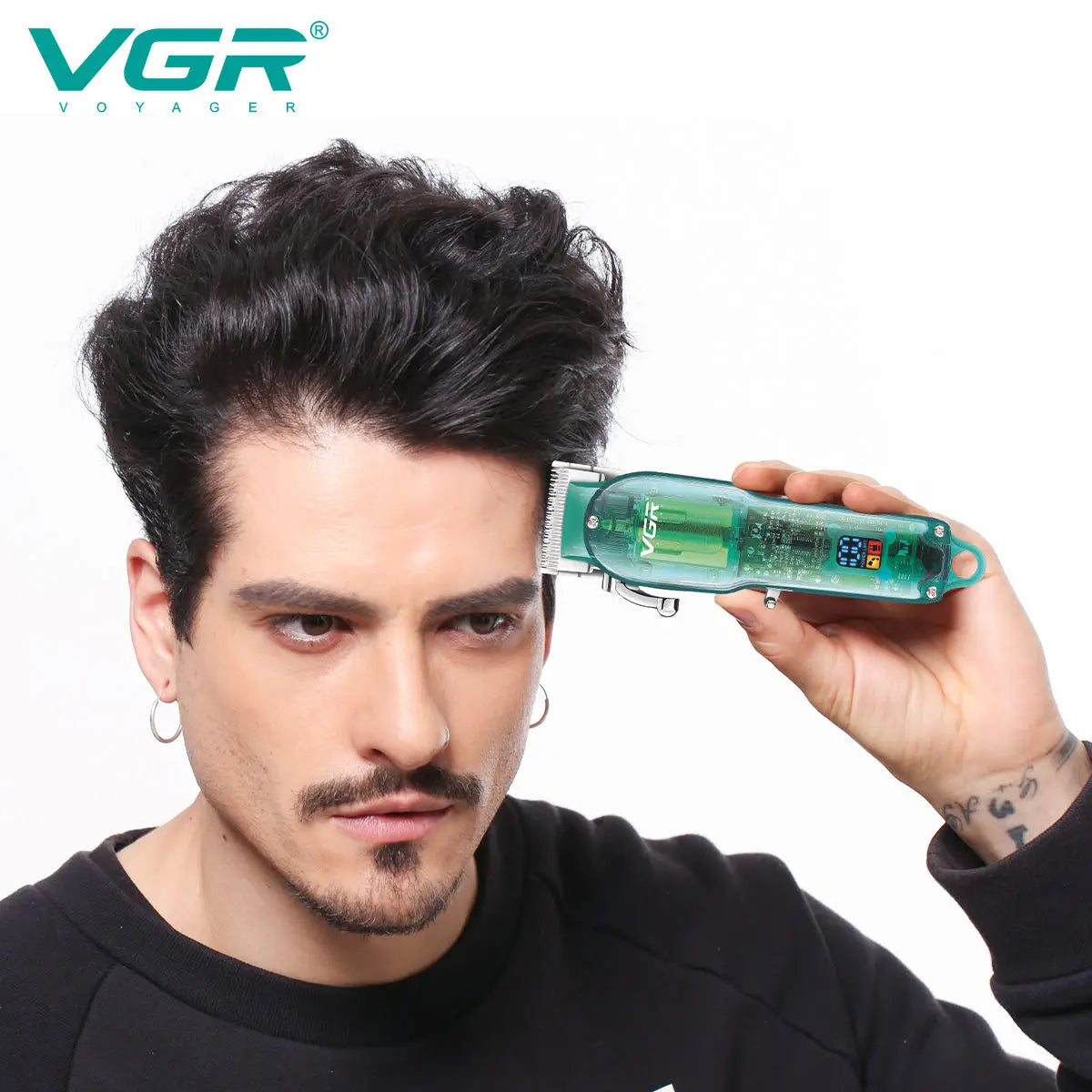 VGR 660 Hair Clipper Transparent Hair Cutting Machine Cordless Hair Trimmer Electric Barber Digital Display Clipper for Men Peaceful Pleasures Health and Wellness
