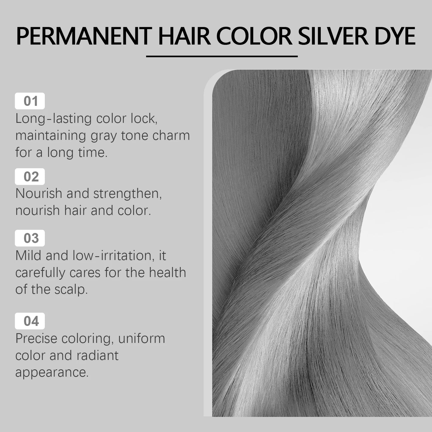 HOEGOA Silver Grey Permanent Hair Dye Color Wax Cream 100g