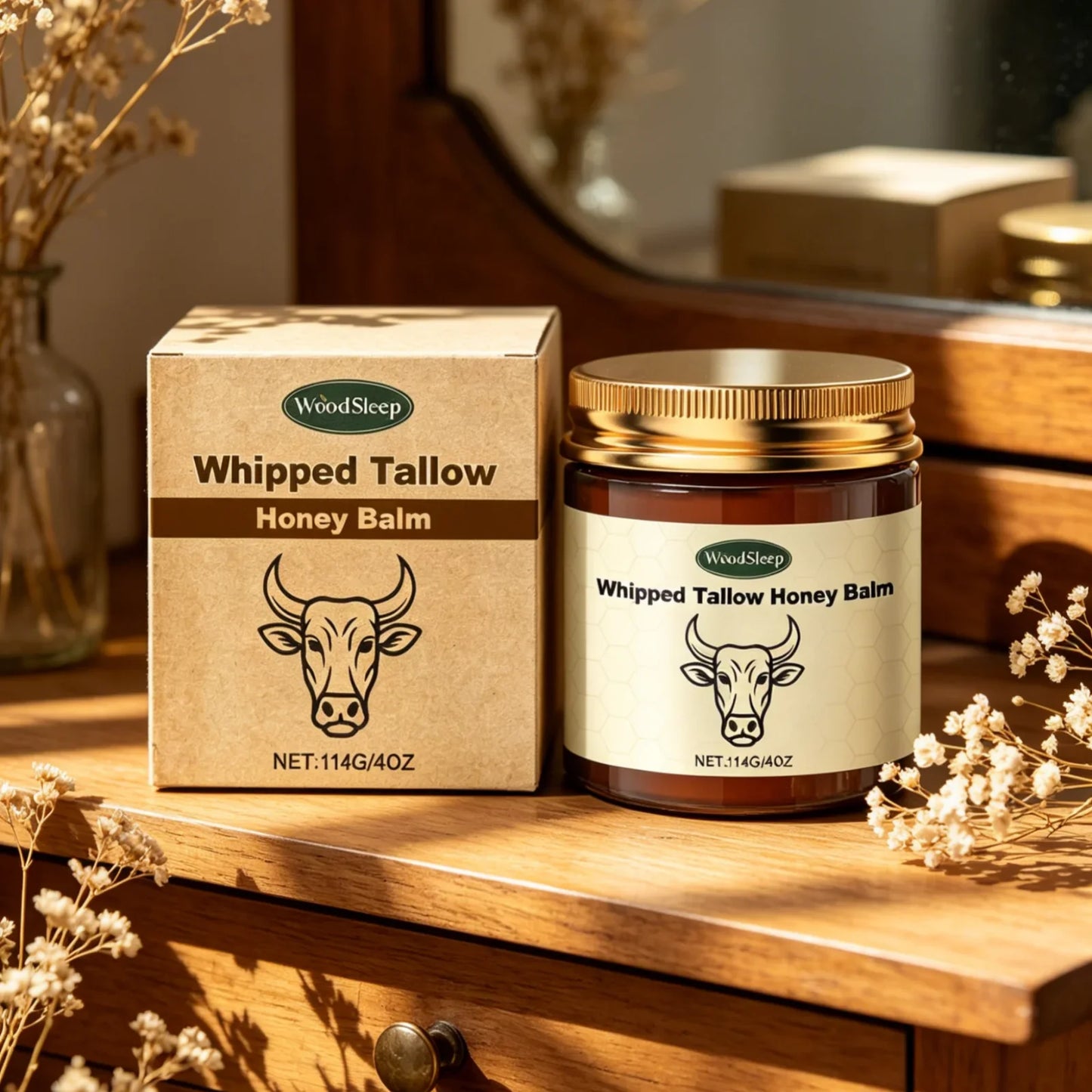 WoodSleep Whipped Tallow Honey Balm – Deep Skin Moisturizer