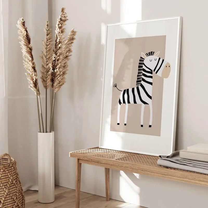 Nordic Cartoon Wildlife Canvas Wall Art | Kids Nursery Decor Canvas Wall Art Print Peaceful Pleasures Health and Wellness