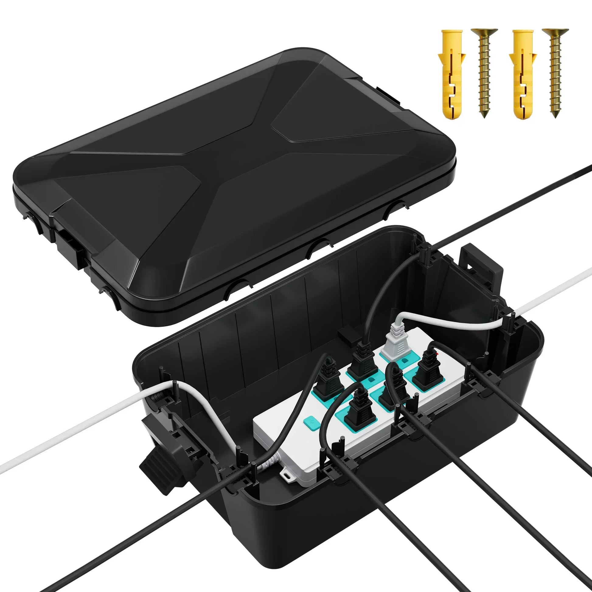 Outdoor Electrical Box | Waterproof Extension Cord Cover Peaceful Pleasures Health and Wellness Black United States
