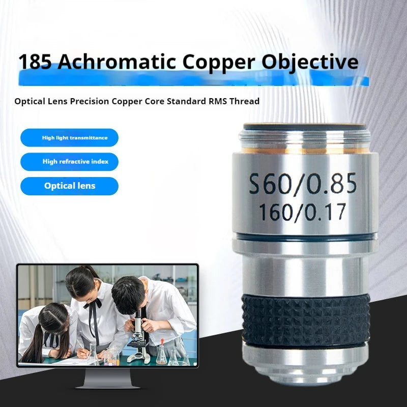 Biological Microscope Universal 185 Achromatic Copper Objective Lens Optical Lens Precision Copper Core Standard Rms Peaceful Pleasures Health and Wellness