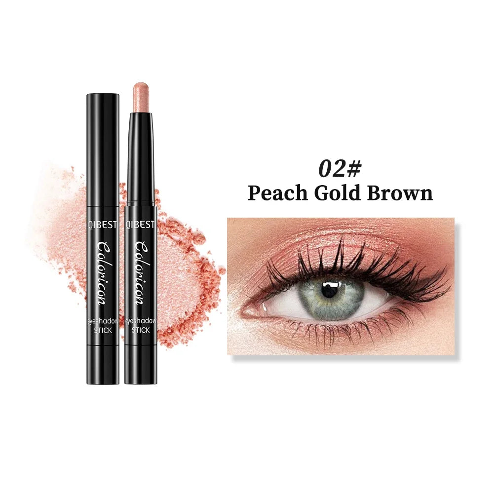 QIBEST Pearlescent Eyeshadow Stick Lasting Glitter Shimmer Colorful Eye Shadow Pencil Makeup Highlighter Brighten Lying Silkworm Peaceful Pleasures Health and Wellness 02