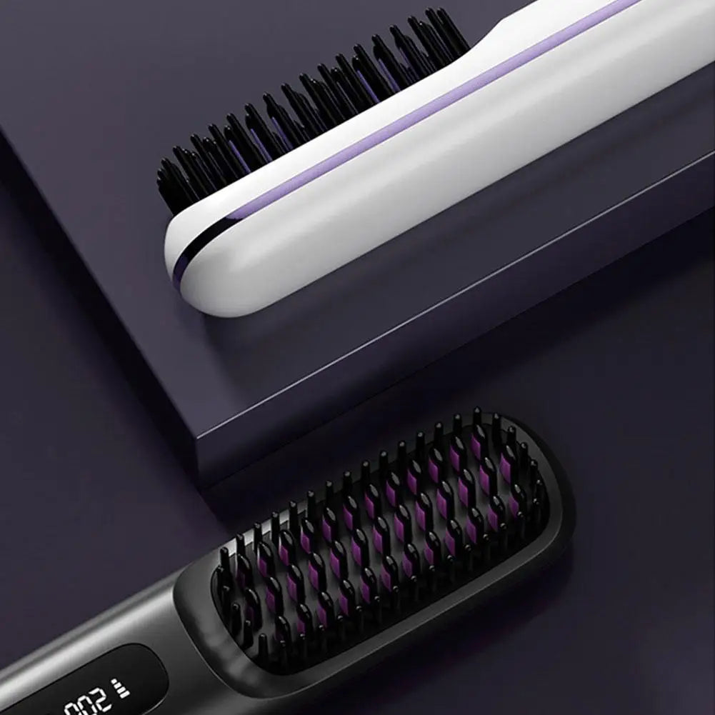 Thermostatic Electric Heating Heating Straight Hair Comb Wireless Portable Negative Ion Styling Tool Rechargeable USB Hair Tools Peaceful Pleasures Health and Wellness
