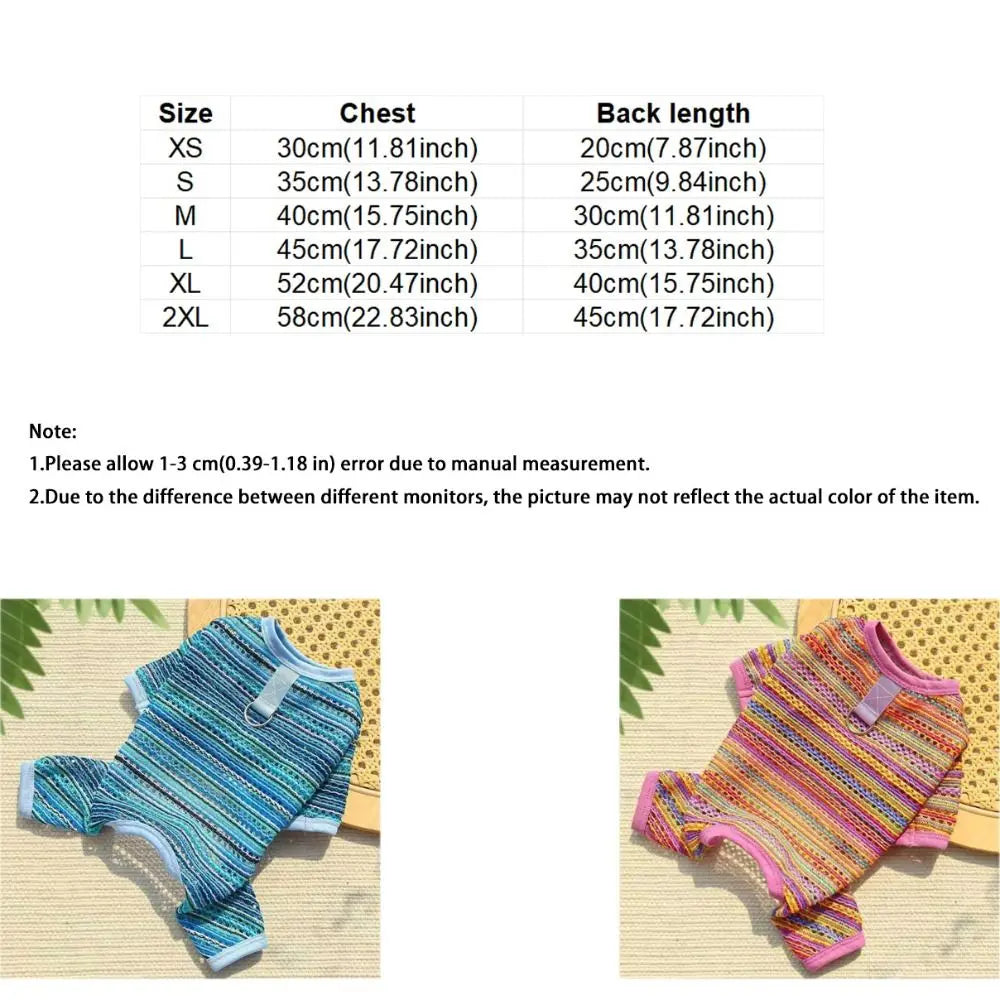 Dog Cooling Jumpsuit – Breathable Stripe Sun Protection Suit