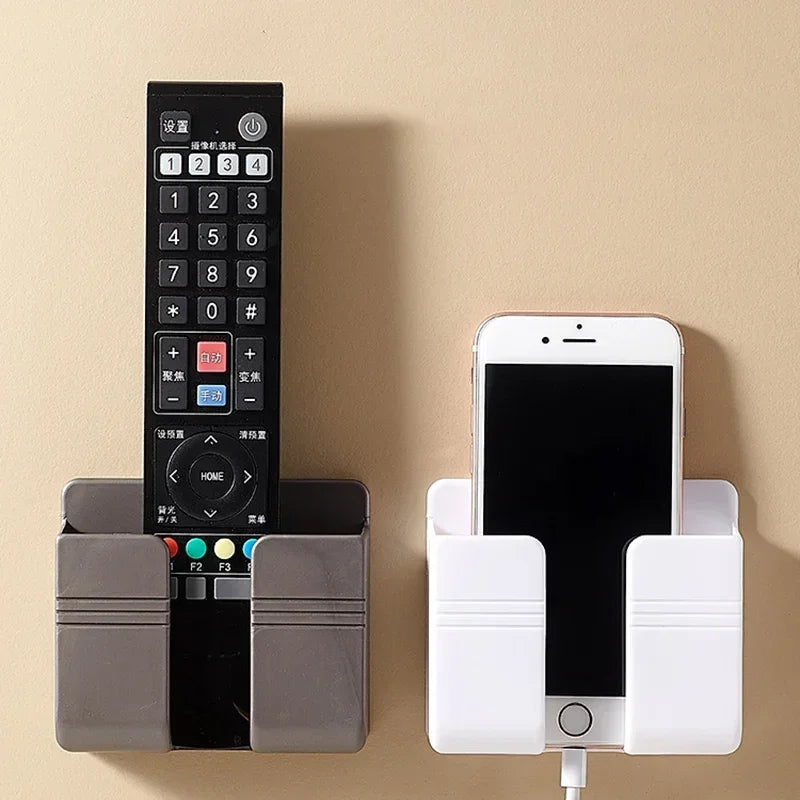 Wall Mounted Punch-Free Organizer – Phone & Remote Holder