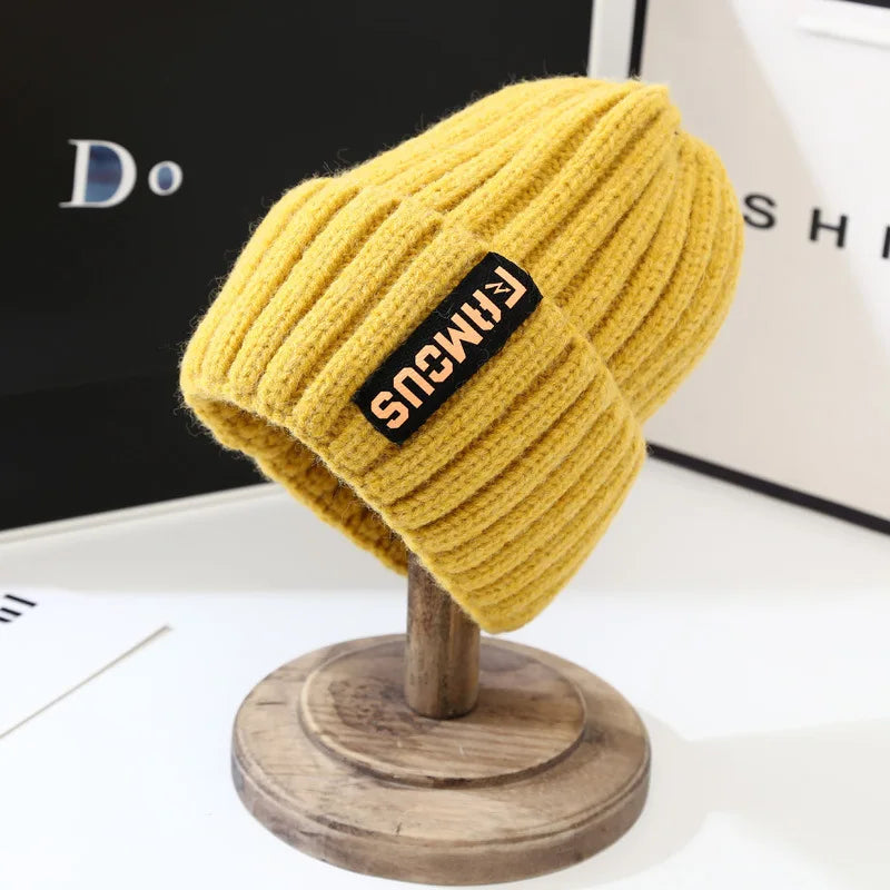 Women's Knitted Beanie for Winter - Soft & Warm, Candy-Colored Cuffed Slouchy Hat for Outdoor Sports, Skiing, Skating, Cycling Peaceful Pleasures Health and Wellness Yellow