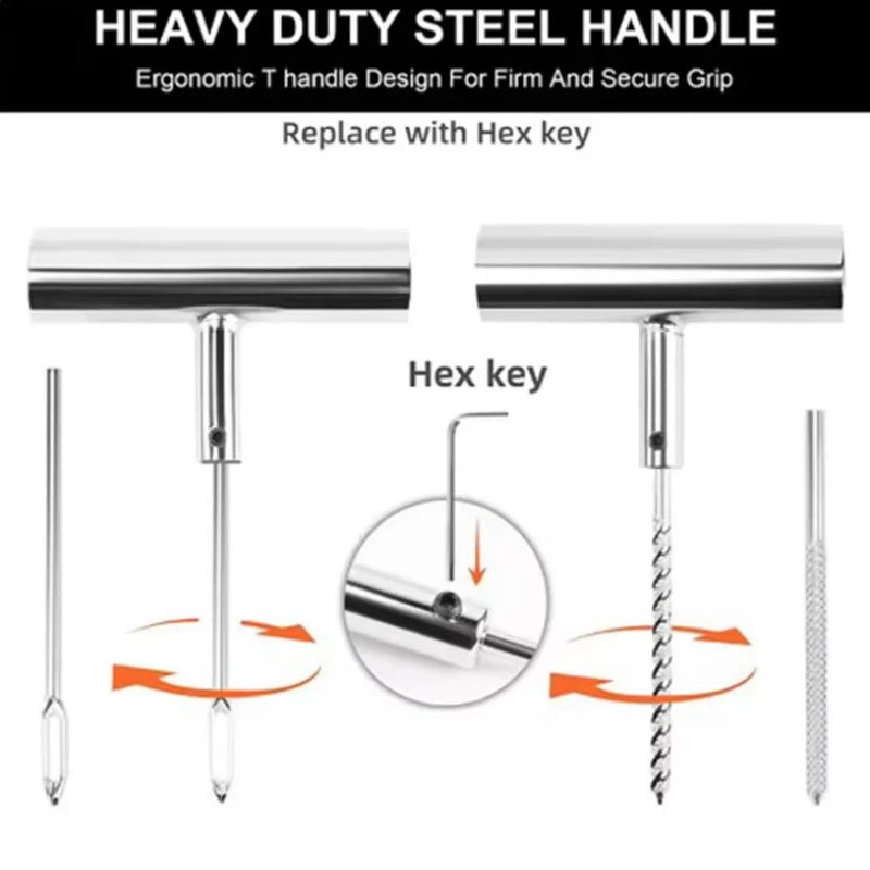 Auto Tire Repair Set Puncture Repair Tools Car Van Motorcycle Bike Emergency Heavy D Uty Tubeless Tire Repair Rivet Set Peaceful Pleasures Health and Wellness