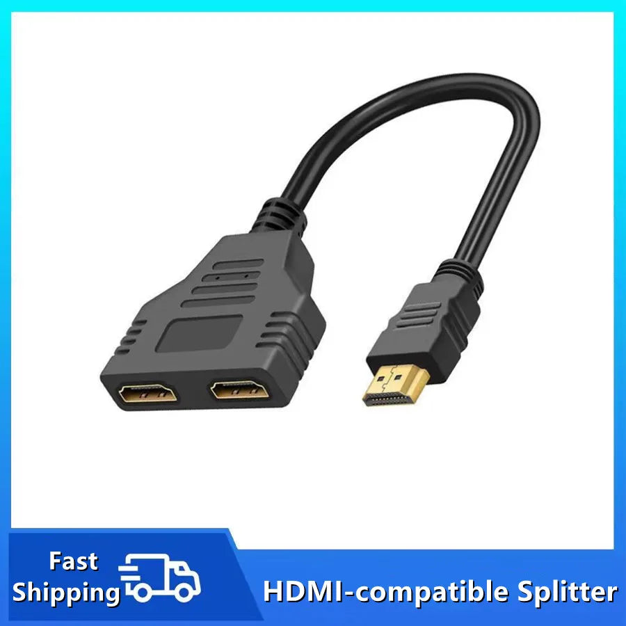 1-In-2-Out HDMI Splitter Cable 1080P | PC, PS4, Xbox, TV Peaceful Pleasures Health and Wellness 105372BK