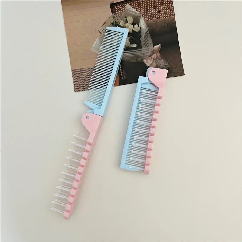 Mini Folding Comb – Portable 2-in-1 Travel Hairbrush & Detangler