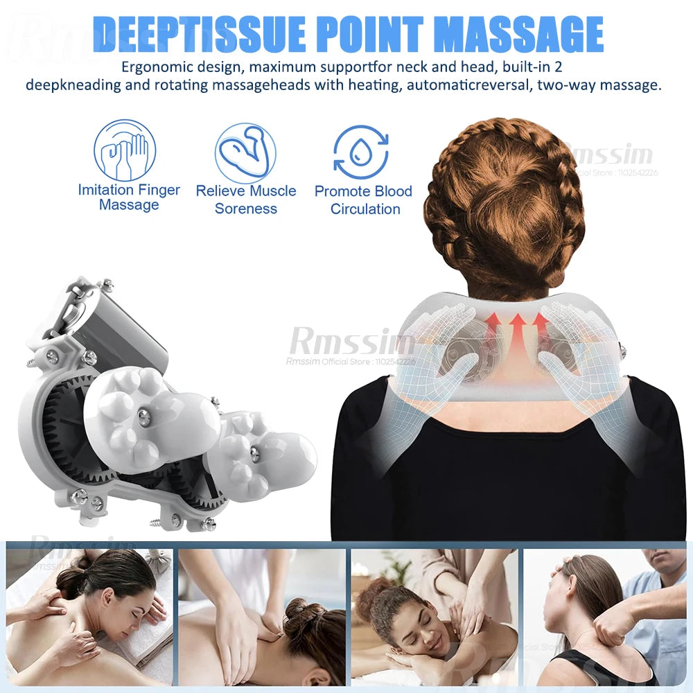 Portable U Shaped Pillow Electric Neck Massager With Heat Vibration 3D Kneading Shiatsu Massage For Pain Relief Fatigue Peaceful Pleasures Health and Wellness