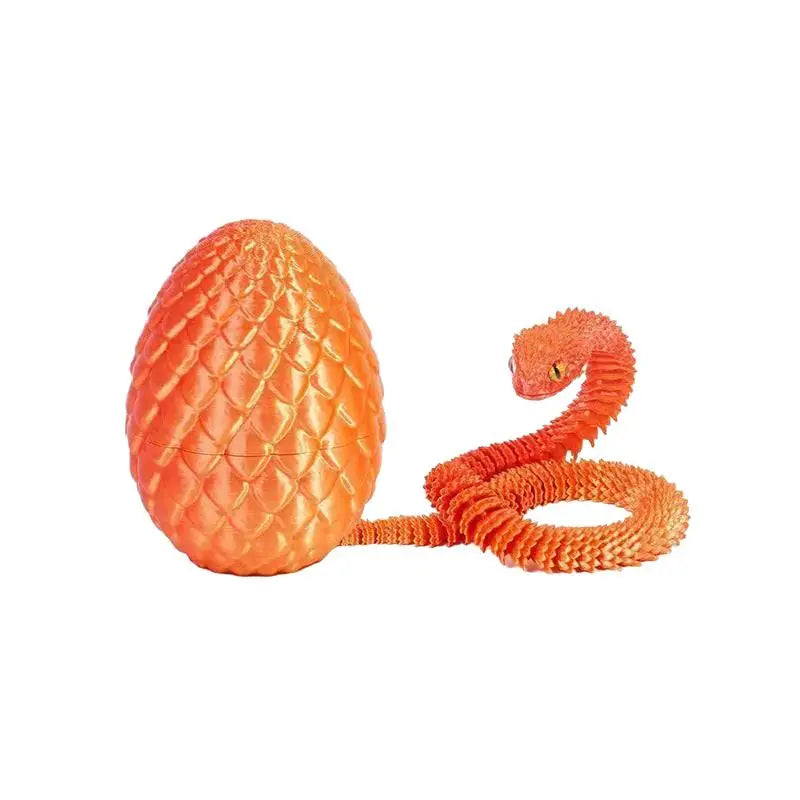 3D Printed Snake with Egg Figurine | 30cm Realistic Desk Ornament