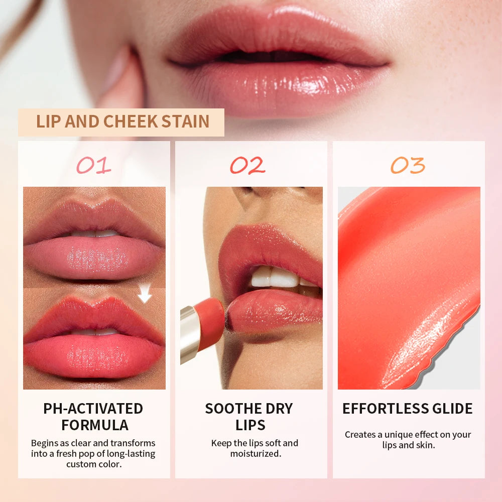 Lipstick Color Change Natural Botanical Lip Oils PH Lips Care Lip And Cheek Stain Long-Lasting Hydrating Lips Peaceful Pleasures Health and Wellness