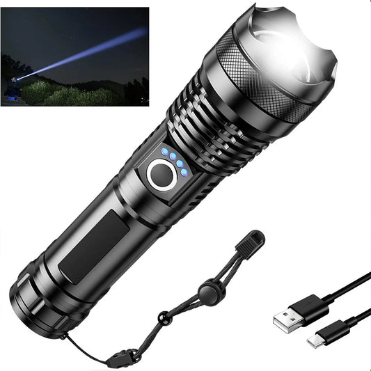 USB Rechargeable LED Flashlights High Lumens Handheld Light Waterproof for Emergence Hiking Outdoor Emergence Searchlight Peaceful Pleasures Health and Wellness