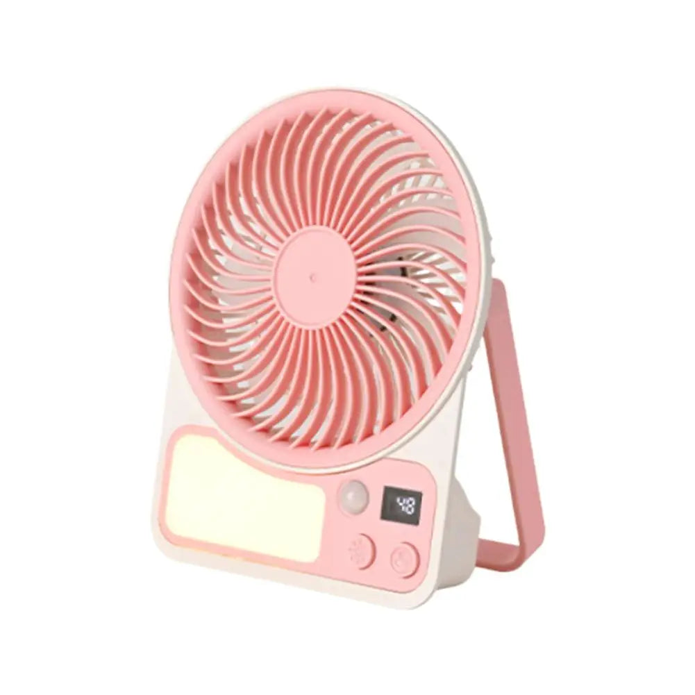 USB Rechargeable Motion Sensor Fan with Light Portable Desk Fan for Dorm Bedroom Camping Quiet Small Fan Long Battery Life Auto Peaceful Pleasures Health and Wellness Pink