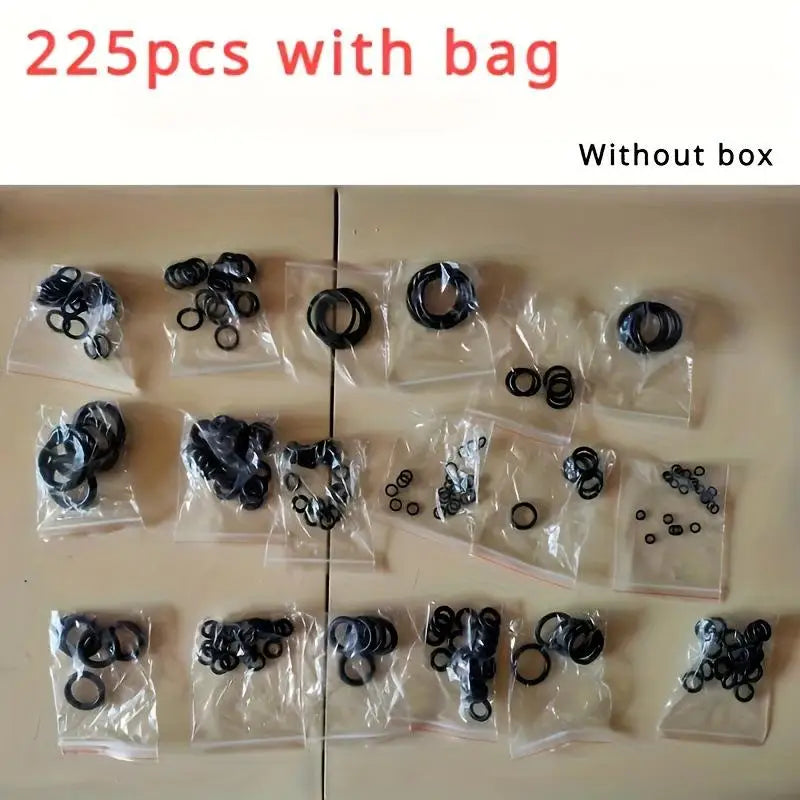 New 225PCS/Bag Black Rubber O Ring Assortment Washer Gasket Sealing O-Ring Kit 18 Sizes For Faucet Hose Connector Sealing Valve Peaceful Pleasures Health and Wellness