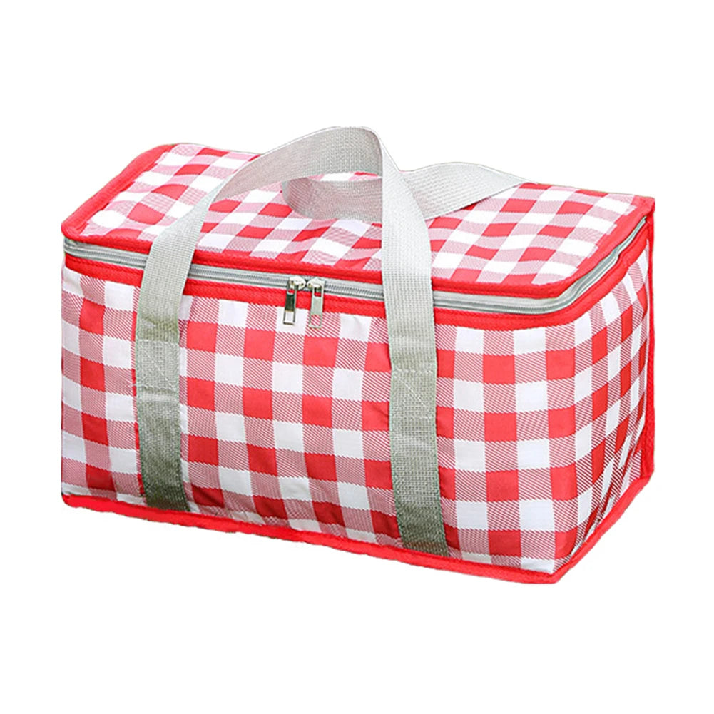 Checkered Picnic Insulated Lunch Bag – Large Capacity Waterproof Insulated Bag Peaceful Pleasures Health and Wellness