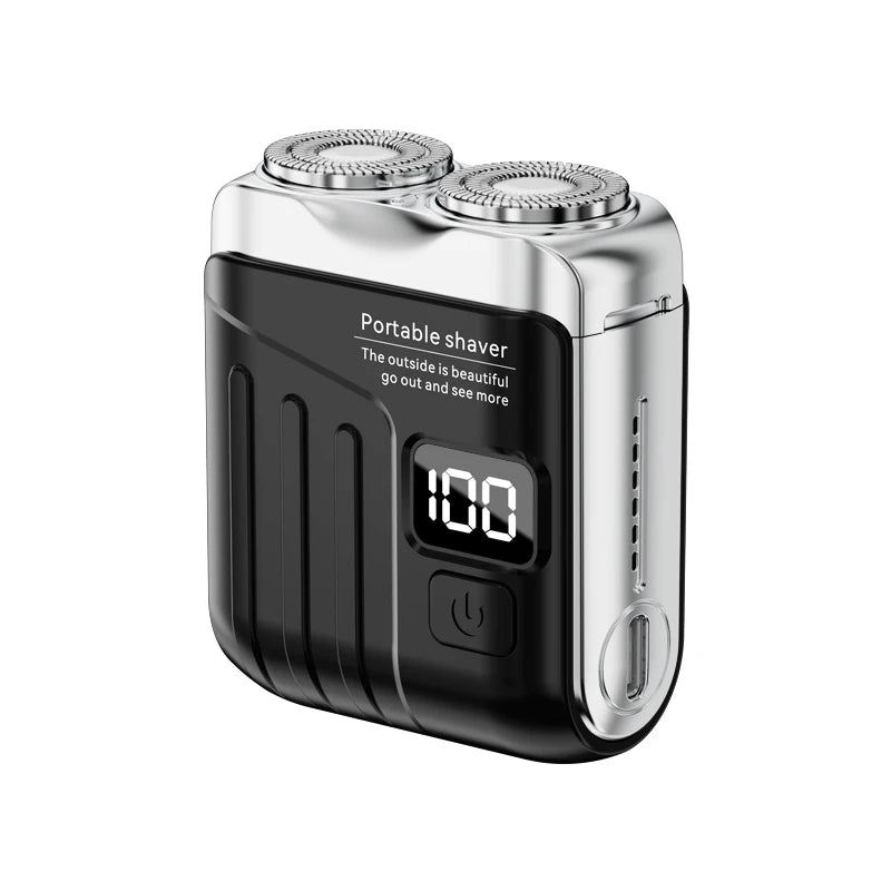 Portable Mini Electric Shaver for Men Beard Trimmer Men's Electric Razor USB Rechargeable Dual Blade Electric Shaving Machine Peaceful Pleasures Health and Wellness Black