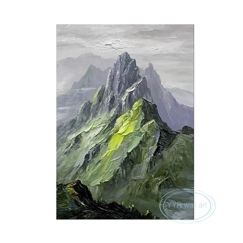 Custom Canvas Mural Abstract Mountain Decoration Picture Handmade Oil Painting Wall Poster Living Room Bedroom Porch Restaurant Peaceful Pleasures Health and Wellness No frame 120cmx240cm