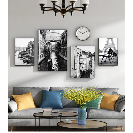 White Retro Poster Wall Pictures For Living Room Decor Paris Landscape Wall Art Canvas Painting Nordic Posters And Prints Black Peaceful Pleasures Health and Wellness