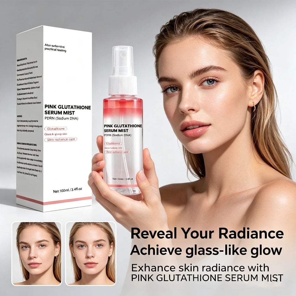 Pink Glutathione Serum Spray, Glow Serum Mist for Moisturizer, Soothing and Firming, Uneven skin tone,Salmon PDRN & Niacinamide Peaceful Pleasures Health and Wellness