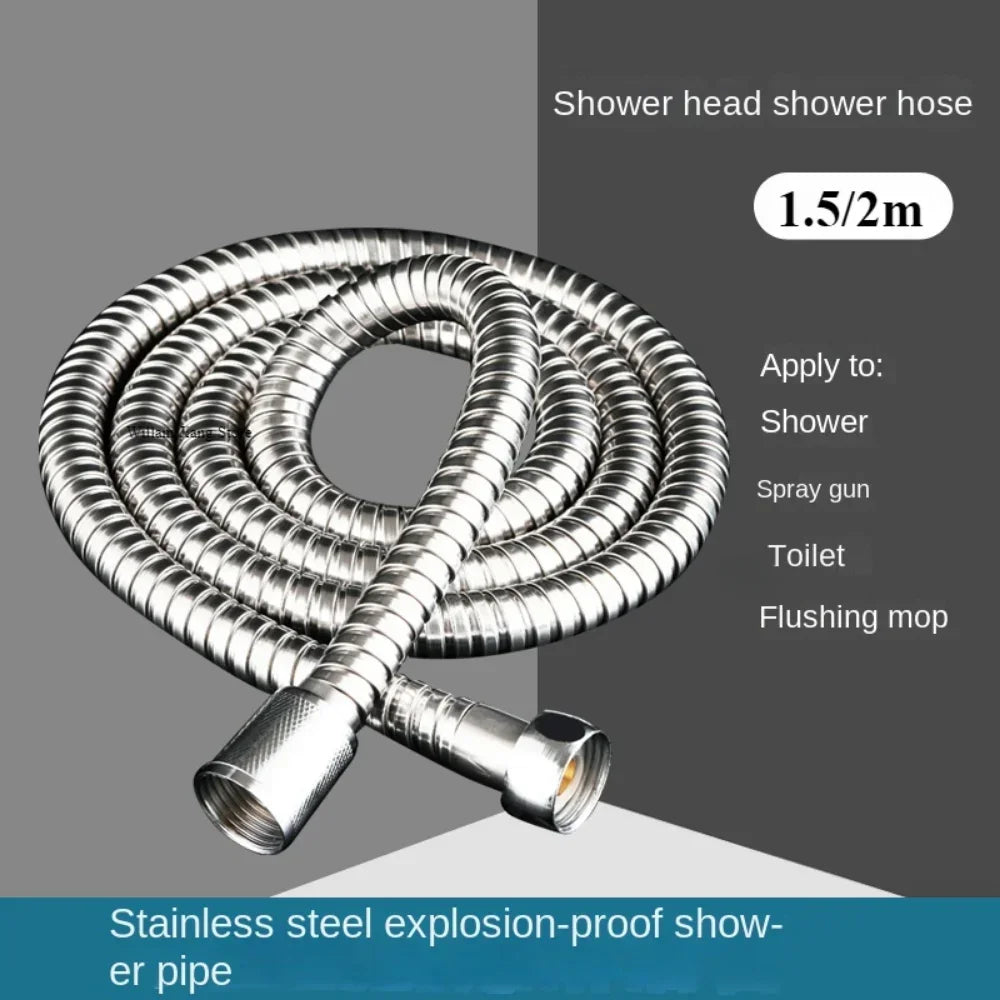 Shower Hose Garden Water Hose Black Extension 1.5/2M Pipe Flexible Accessories New Pipes SUS304 Pull Bathroom Extendable Hoses Peaceful Pleasures Health and Wellness