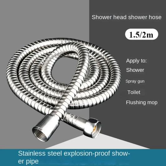 Shower Hose Garden Water Hose Black Extension 1.5/2M Pipe Flexible Accessories New Pipes SUS304 Pull Bathroom Extendable Hoses Peaceful Pleasures Health and Wellness